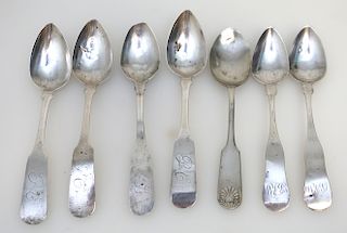 SIX AMERICAN COIN SILVER SPOONS +