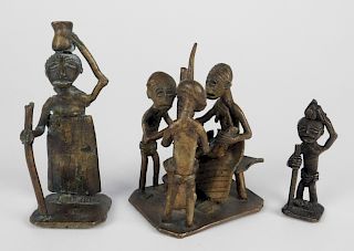 3 Akan Peoples, Ghana, Goldweights. Brass,