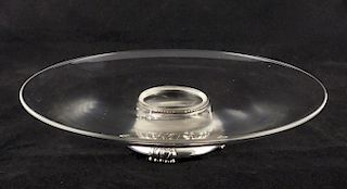 Glass cake plate with sterling silver base