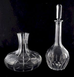 Two cut crystal decanters