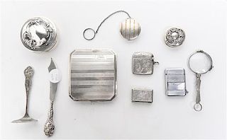 A Collection of Silver and Silver Mounted Articles, Width of widest 3 1/2 inches.
