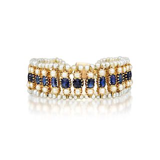 A Sapphire and Pearl Bracelet