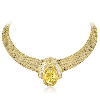 A 60.83-Carat Yellow Sapphire and Diamond Necklace