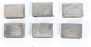 Twelve American Silver Matchbox Safes, Tiffany & Co., New York, NY, Mid 20th Century, Length 1 3/4 inches.
