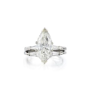 A 3.26-Carat Marquise-Cut Diamond Wedding Set