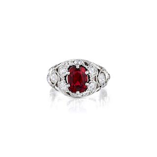 Art Deco Ruby and Diamond Platinum Ring