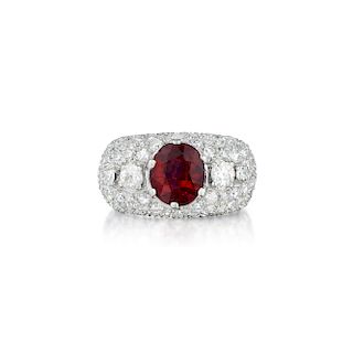 A Ruby and Diamond Platinum Ring