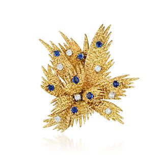Van Cleef & Arpels Sapphire and Diamond Brooch, French