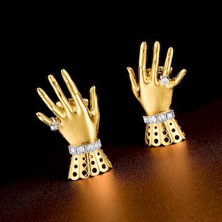 Paul Flato Diamond Hand Earclips