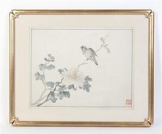 * A Chinese Silk Embroidery, Height 11 3/4 x width 15 inches.