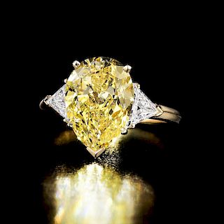 A Fancy Intense Yellow 4.17-Carat Diamond Ring