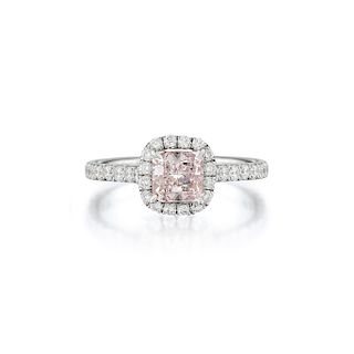 A 0.71-Carat Very Light Pink Diamond Platinum Ring