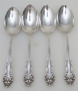 4 STERLING "QUEEN" 1898 SOUP SPOONS