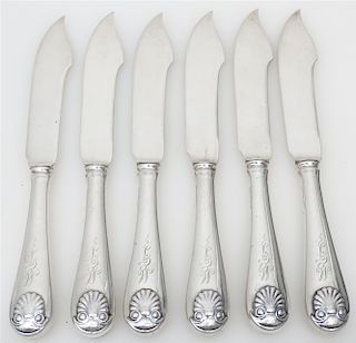6 STERLING 1890 DURGIN FISH KNIVES