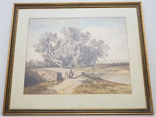 19th c. FRENCH PASTORAL WATERCOLOR
