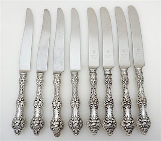 8 STERLING ORANGE BLOSSOM DINNER KNIVES