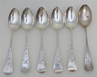 6 STERLING 1882 "ENGRAVED LILY" SPOONS