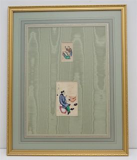 FRAMED PAIR CHINESE QING GOUACHE 