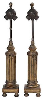 Pair Empire Style Carved Wood and