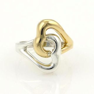 Tiffany & Co. 18k Gold & Silver Double Heart Ring