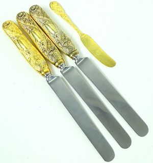 Tiffany & Co Vermeil Chrysanthemum Gold Knives