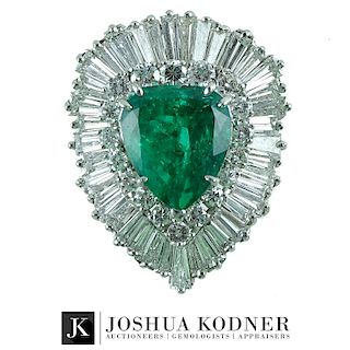 Platinum Diamond & 5CT Columbian Emerald Ring