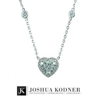 14K Gold 2.09CTW Diamond Heart Shape Necklace