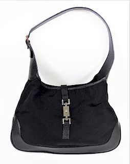 Vintage Gucci Black Nylon & Leather Hobo Bag Purse