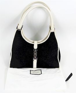 Vintage Gucci Black & White Jackie Style Hand Bag