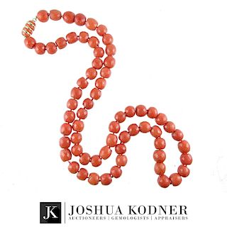Vintage Cartier 18K Gold & Coral Beaded Necklace