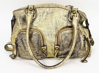 Linea Pelle Metallic Distressed Leather Hand Bag