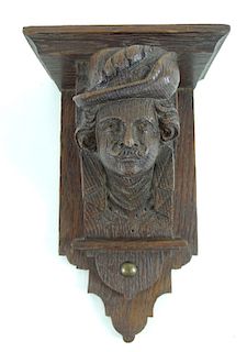 Antique English Hand Carved Wooden Wall Sconce