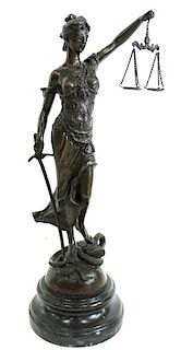 Signed Joan of Arc Lady Justice French Bronze