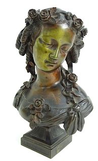 Eugene Antoine Aizelin Antique French Bronze Bust