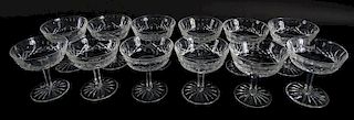 12 Waterford Lismore Champagne Cut Crystal Glasses