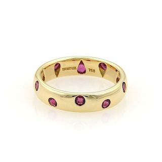 Tiffany & Co. Etoile Ruby 18k Gold 4mm Band Ring