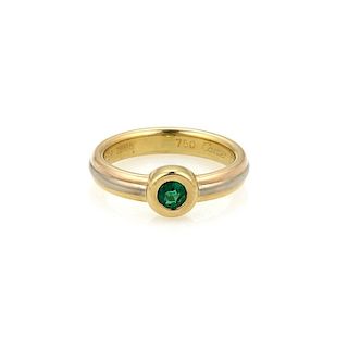 Cartier Emerald 18k Tri-Color Gold Band Ring