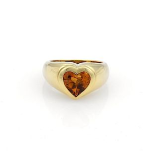 Tiffany & Co 2ct Heart Citrine 18k Gold Heart Ring