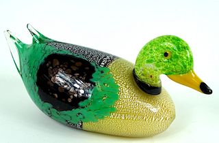 Contemporary Murano Glass Blown Mallard Duck