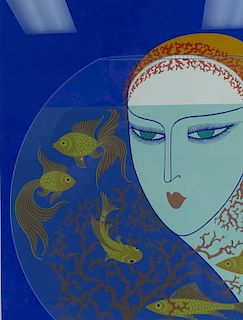 Erte "Fish Bowl" Limited Edition Signed Serigraph