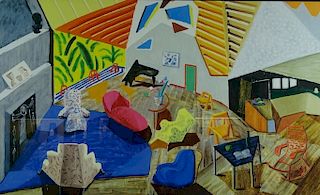 David Hockney Montcalm Interior At 7 O'clock Litho