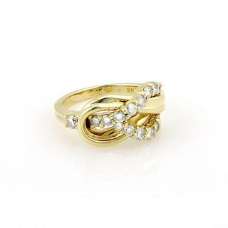 Jose Hess 18K Gold Diamond Knot Designer Ring