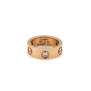 Cartier Love 3 Diamond 18k Rose Gold Ring