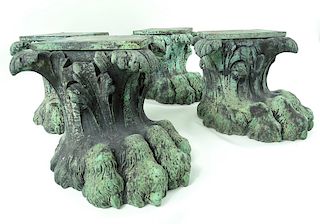 4 Antique Cast Bronze Life Size Lion Feet Stands