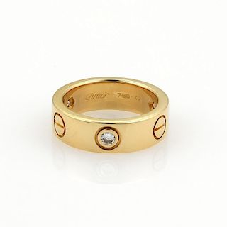 Cartier Love 3 Diamonds 18k Yellow Gold Ring Cert.