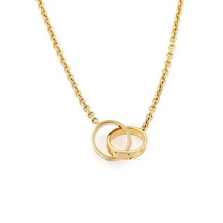 Cartier Baby Love 18k Gold Double Ring Necklace