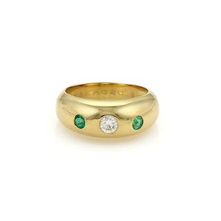 Cartier Gypsy Diamond Emerald 18k Gold Dome Band