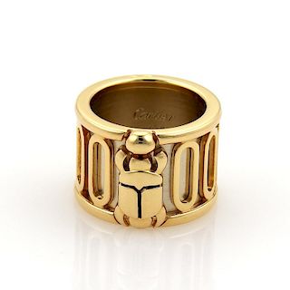 Vintage Cartier 18k Two Tone Gold Wide Scarab Ring