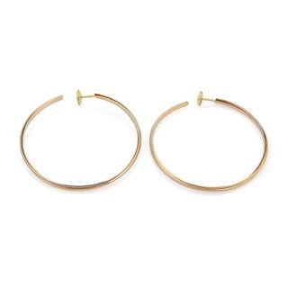 Cartier Trinity 18k Gold Slim Large Hoop Earrings