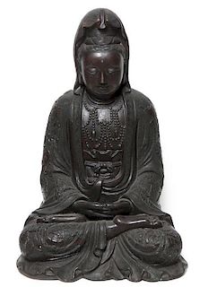 A Bronze Figure of Guanyin, Height 22 1/2 inches.
